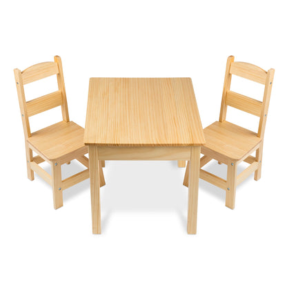 Melissa & Doug Solid Wood Kids Table and Chairs (2), Premium Quality Wooden Toddler Table and Chair Set for Kids Playroom Furniture & Montessori Classroom Furniture for Boys & Girls Ages 3+