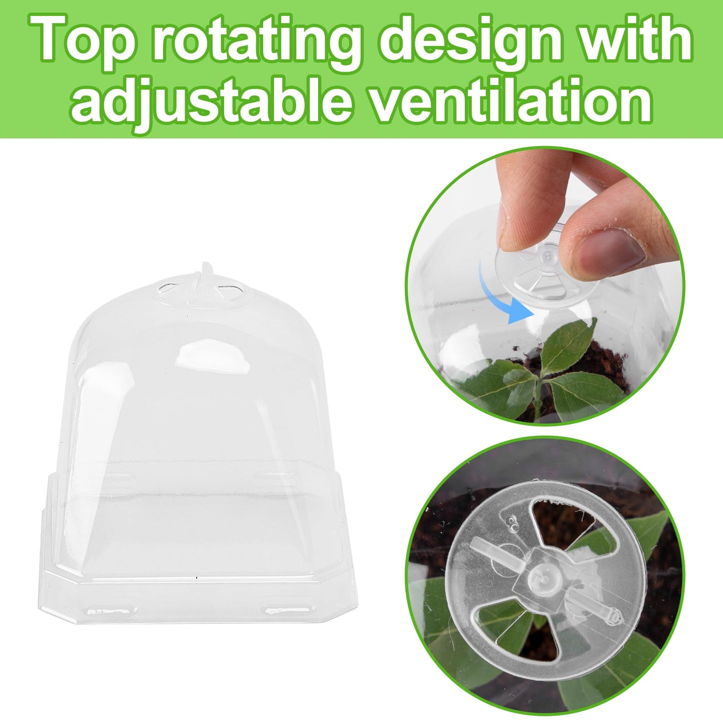 EBaokuup 50 Pcs Clear Plant Nursery Pots with Humidity Dome-4" Reusable Plastic Gardening Pot with Labels-Small Seed Starting Pots for Seedlings,Vegetables,Succulents,Cuttings