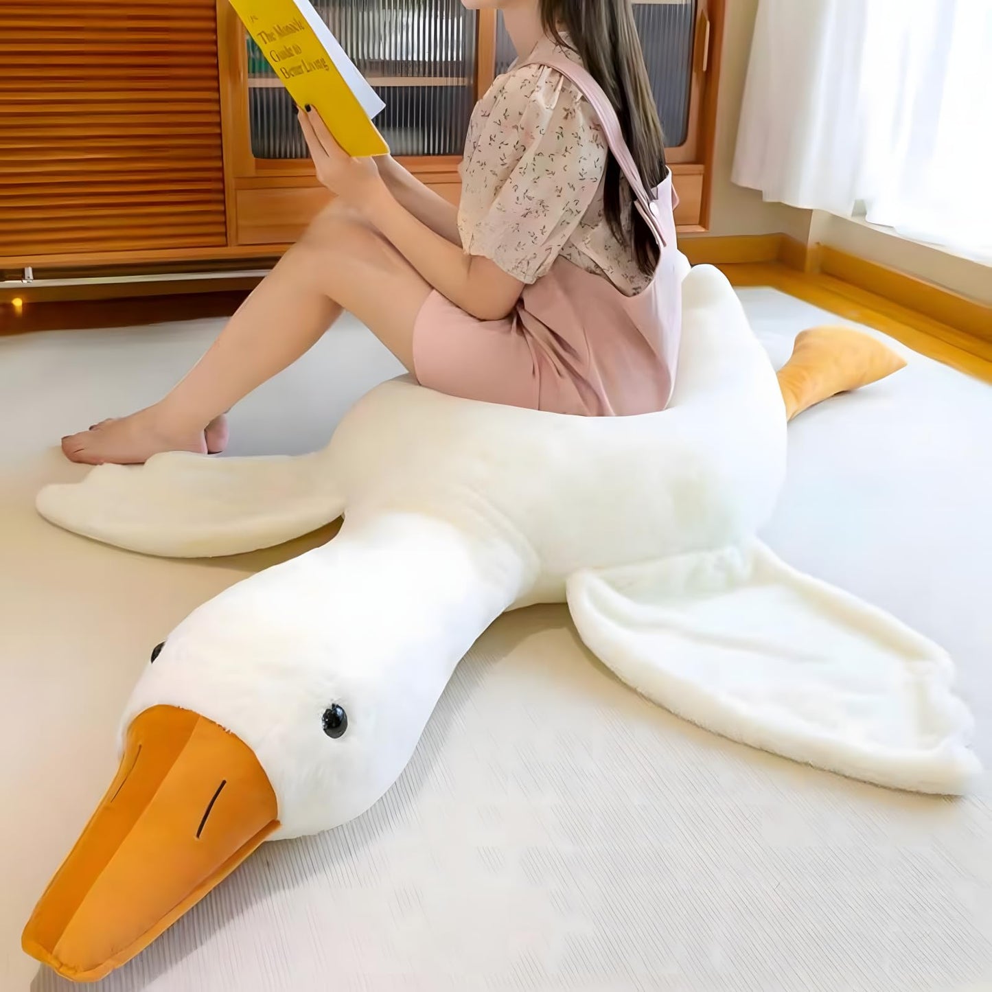 Ryttir Giant Goose Plush - 63" Extra Soft Goose Stuffed Animal Hugging Pillow with Rotund Belly,Safety Nursery Decor & Sensory Comfort Toy,Cuddle Companion for Kids(Birthday Gender Neutral Gift)