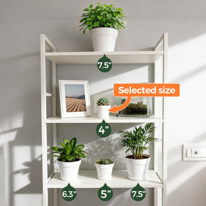 T4U 4 Inch Plant Pots 8-Pack, Small Flower Pots with Drainage Hole and Saucer, Decorative Nursery Pot Bulk for African Violet, Snake Plant, Succulent, Herb and Plants Indoor (8 Pcs 4" Pots, White)