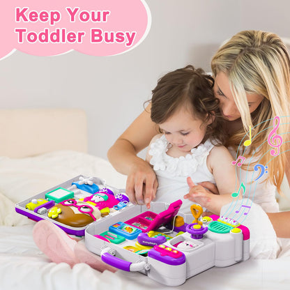 VOILBTOY Busy Board for 1-2 Year Old Girl Gift,Musical Toys for Toddlers 1-3 Year,Educational Fine Motor Baby Toys for 12 18 Months,Perfect for Preschool or Travel,Birthday Gift for 1+Year Old Girl