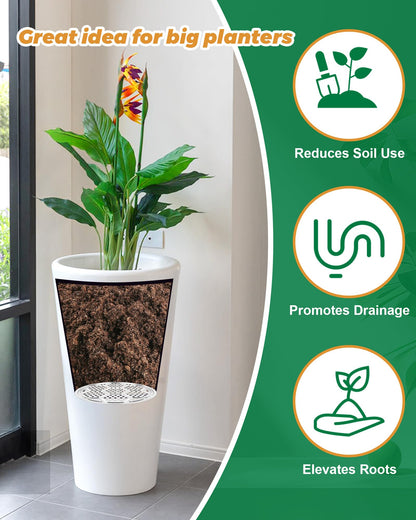 KOROI 4 Packs Planter Insert for Large Pots,Plant Pot Insert 13" Stainless Steel Durable Flower Pot Filler & Plant Riser with Drainage Holes to Elevate Plants to Reduce Soil Usage(13 inches*4 Packs)