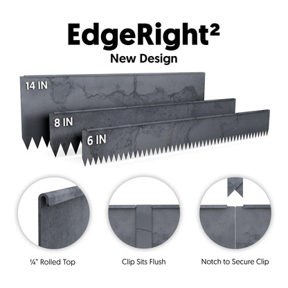 Edge Right - Hammer-in Landscape Edging - 48-inch Strips - 8-inch Depth 1/4-inch Rounded top COR-Ten Steel (5 Pack)