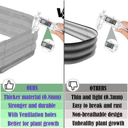 Colorfulbeetle Galvanized Raised Garden Bed Kit, Large Metal Raised Garden Beds for Vegetables, Galvanized Planter Raised Garden Boxes Outdoor (Silver)
