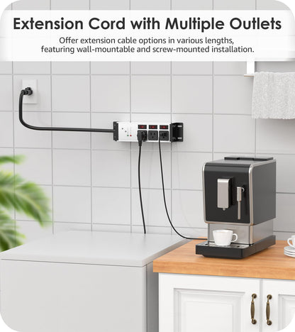 CCCEI 3 Outlet Heavy Duty Surge Protector Power Strip 20 Amp Individual Switches. 12 Gauge Extension Cord, Overload, Ground Protection. Garage Wall Mount Electric Extender, 6FT, Silver.