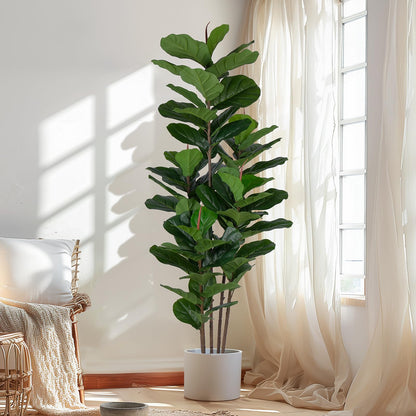 Yepdin 2 Pack Fiddle Leaf Fig Tree - Artificial Ficus Tree with Tall Artificial Plants Large 69 Fiddle Leaves -Fake Trees for Indoor Outdoor Home Decor Living Room