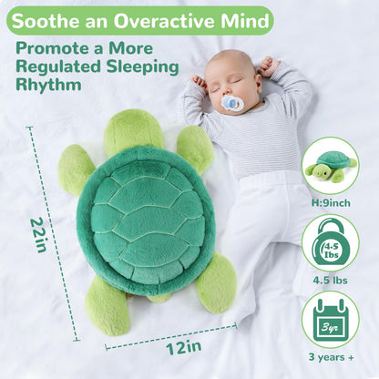 gnomantic Turtle Weighted Stuffed Animals - 22 Inch 4.5 Pounds Weighted Plushies Sea Turtle Stuffed Animal - Big Tortoise Plush Pillow - Cute Plush Toys Gifts for Kids & Adults (22" 4.5 lbs)