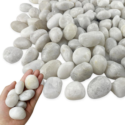 Garrdeen 5LB White River Rocks, High Polished 1–2 inch Decorative Pebbles for Indoor Plants, Aquarium & Fish Tank Rocks, Garden Landscaping Stones, Vase Fillers, Lava Rocks for Plants & Pathway Decor