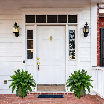 Senjie Artificial Boston Fern 2 Set 55 Branches Fake Ferns for Outdoors 32Inch Faux Plant for Home Living Room Office Decor