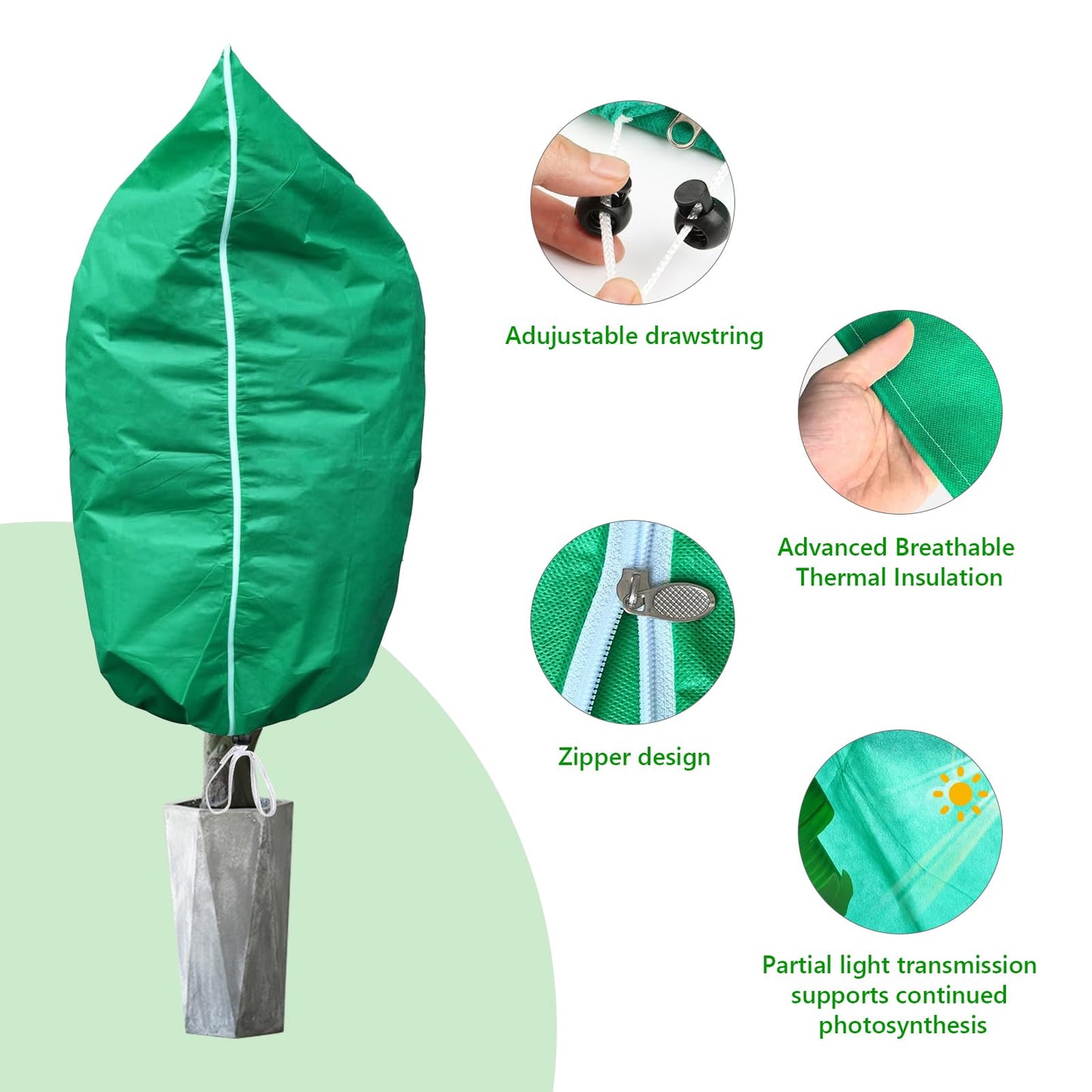Plant Covers Freeze Protection – 2 Pack 95"x95" Extra Large Frost Blankets for Outdoor Plants, 2.8oz/yd² Heavy-Duty Tree Covers with Zipper & Drawstring – Reusable Winter Plant Freeze Cloth