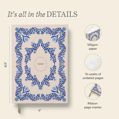 Papier Italian Summer Daily Planner - Hardback Vintage Design | Track Habits, Thoughts, To-Dos & Priorities | Motivational Gift