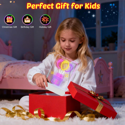 MOKOQI Rechargeable LED Drawing Board | Cordless LED Note Message Board for Kids，DIY Kids Own Night Light | Dry Erase Writing Board | Easter Birthday Gifts for Girls Boys 6-8