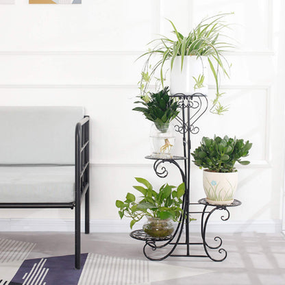 LOYALHEARTDY Metal Plant Stand Indoor Outdoor - 4 Tier Flower Pot Holder Shelf - Wrought Iron Planter Display Rack - Corner Vertical Shelves Organizer for Garden Patio Lawn Balcony