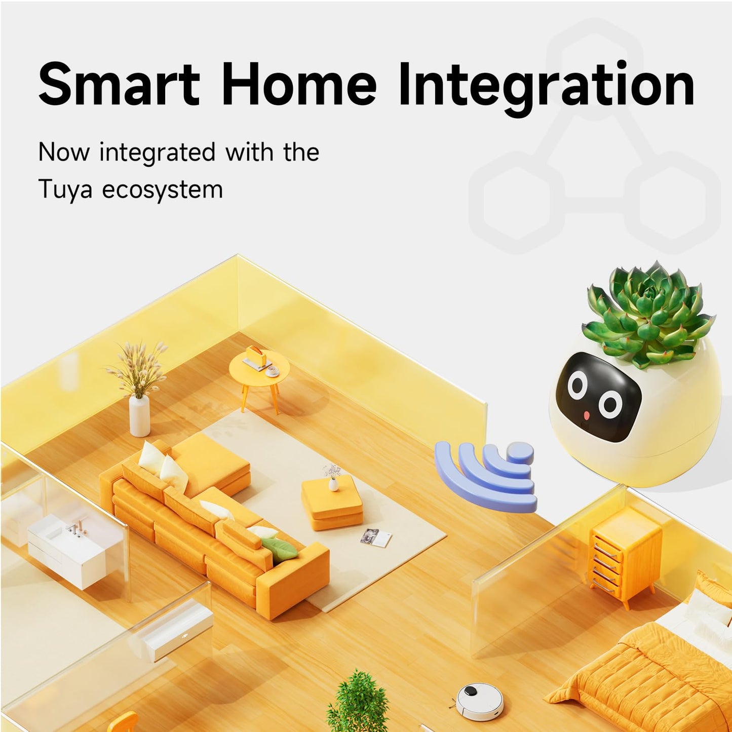 PLANTSIO Smart pet Planter Robot Guidance on Plant Care with Emojis, Adorable Plant Companion with Rich Gesture Interaction, Neat Desk Setup Gift (Yellow)