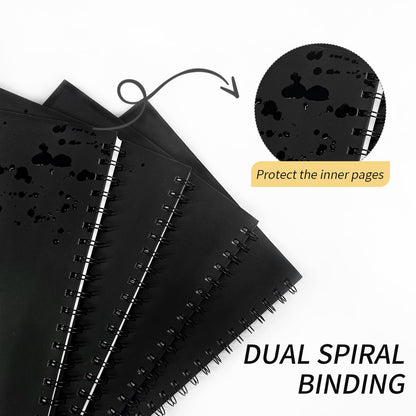 Ouzoustate Lined Spiral Notebook B5 Black Journal 7.48'' X 10.18''-4 Pack 7mm College Ruled Hardcover Notebooks 160 Pages 100GSM Thick Paper for Note Taking School Office Supplies