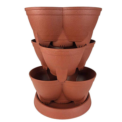Stack-A-Pot Stackable Planter – 30 Quart Capacity, Brick Red - Vertical Garden for Herbs, Vegetables, Fruits, Flowers, Succulents – Indoor/Outdoor Tiered Planter