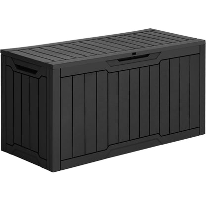 YITAHOME 80 Gallon Resin Deck Box, Weather Resistant Outdoor Storage Box, Lockable Indoor Outdoor Storage for Supplies and Essentials, Black