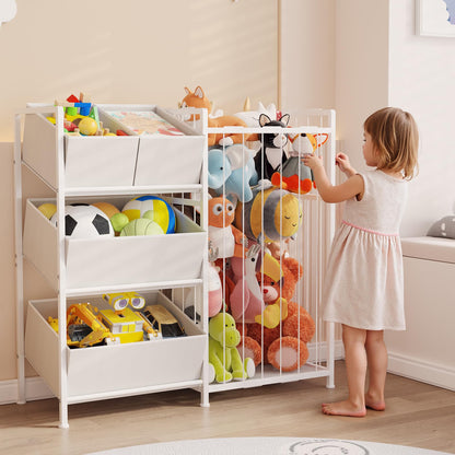 BBLIKE Kids Storage Organizer with 4 Removable Bins, Kids Storage Toy Shelf Organizer for Stuffed Animal Holder for Bedroom Playroom Nursery, White