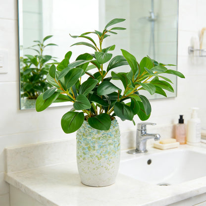 K&Y Realistic Artificial Potted Plants Olive Wild Fern Berry Decor Low Maintenance Faux Greenery Indoor Fake Plants for Home Office Bathroom Kitchen Desk Shelf (Green Flower vase Potted Plant)