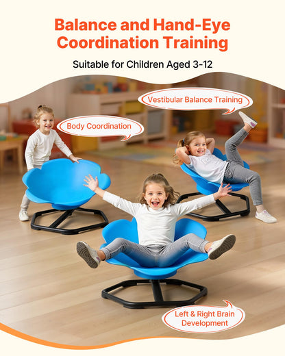 VEVOR Kids Swivel Chair, 220 lbs Capacity, Cylinder Shape Sensory Spinning Chair, Autistic Kids Sensory Toy Seat with Non-Slip Metal Base, Toddler Sit & Spin Seat for Coordination Balance Focus, Blue