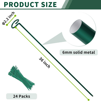 36” Tall Plant Stakes, 6 Pack Plant Support Stakes,6mm Heavy-Duty Metal Garden Stakes, Flower Stakes for Lilies, Dahlias, Gladiolus, Sunflowers, Tomato, Clematis