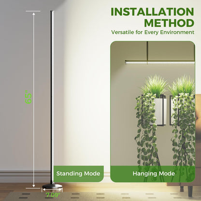 JarryStart Grow Lights for Indoor Plants with Timer, 192 LEDs 42W Vertical Full Spectrum Grow Light 65 Inch Standing Grow Lights 3 Light Modes 5-Level Dimmable Wide Coverage
