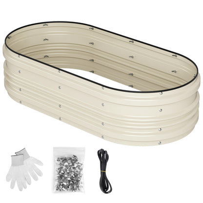 WORKPRO 4x2x1ft Galvanized Raised Garden Bed Set, Rust & Corrosion Protection, Easy Assembly, Safe Edge, Ideal for Vegetables & Flowers, White