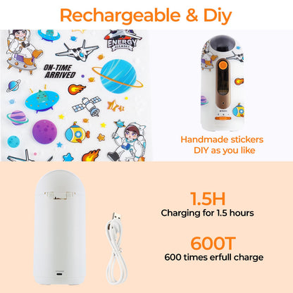 M&G Electric Pencil Sharpener for Colored Pencils 6.5-11mm, Fully Automatic Astronaut Design Pencil Sharpener, Auto In & Out Hands-Free, Rechargeable USB/Battery Operated, Home Classroom Office, White