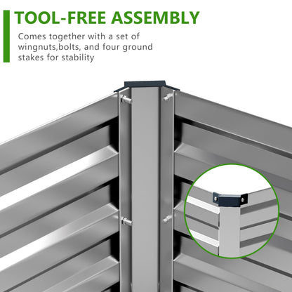 Easllre 2PCS 12x3x1ft Galvanized Raised Garden Bed,Outdoor Planter Box Metal Patio Kit Planting Bed for Vegetables Flowers Herb,Silver