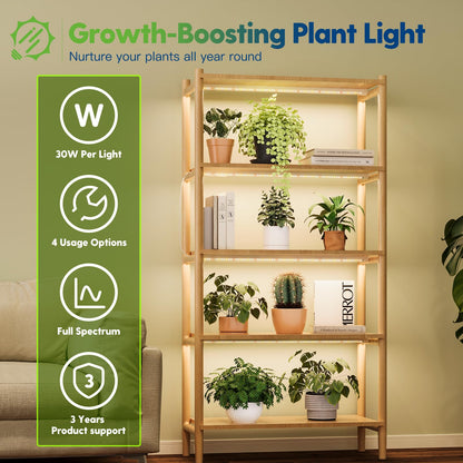 FREELICHT T8 Grow Lights for Indoor Plants, 2FT Full Spectrum, 30W, 4 Installation Methods, 5000K Linkable LED Grow Light Strips for Plant Shelf Greenhouse Succulent Seeding, 1 Pack