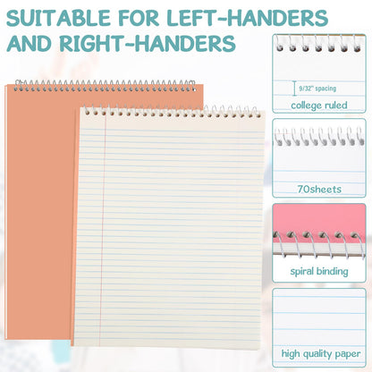 Maitys 6 Pcs Legal Pad Steno Spiral Notebook 8.5" x 11" Top Bound Spiral Pads Hard Cover College Ruled Notepad 70 Sheet Pad for School Office University Home (Grey Color,Metallic Style)