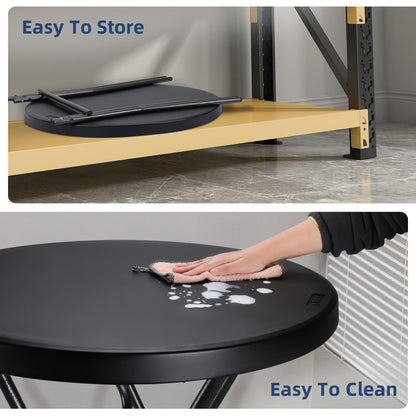 Byliable Cocktail Table 28in Folding Round High Top Indoor Outdoor with Removable Legs, Tall Bistro Foldable Bar Height Table for Parties, Patio, Backyard, Dining Room, Events, Black- 2PCS