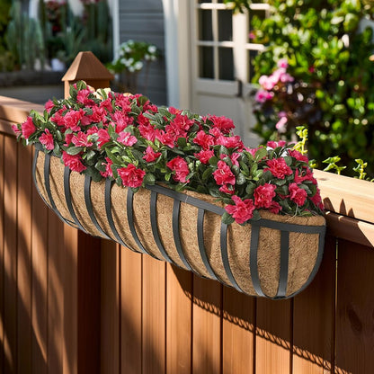 XXINGEM 3Pcs Pre-Formed Coco Fiber Liners for Planters, Window Boxes & Fence Flower Baskets Replacement (30in)
