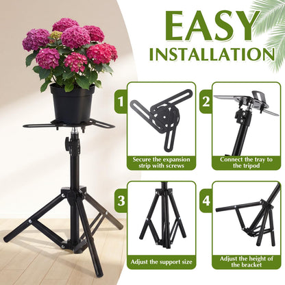 Otoolling 2 Pcs Adjustable Planter Risers for Inside Pots Metal Plant Inserts Fillers for Large Flower Pots Tall Tapered Planter Lift Stand for Indoor Outdoor Tall Containers (12-21" Rise, 4-12" Top)
