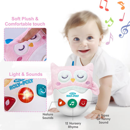 WOWOHAGE Baby Toys 0-6-12 Months, Plush Musical Toys, Cute Stuffed Animal Infant Toys with Light & Sounds, Roly-Poly Sensory Toy Birthday Gift for Newborn Boys & Girls