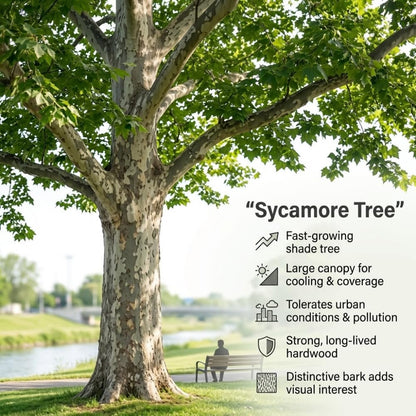 2 American Sycamore Tree, Quart Pot - 12-18 Inch Tall, Vigorous Growth Habit with Unique Peeling Bark for Winter Interest