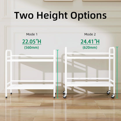 HDANI 2 Tier Under Desk Printer Stand with Storage,Microwave Storage Rack,Metal Rolling Printer Cart with Wheels for Home Office,Utility Storage Cart and Stand,White