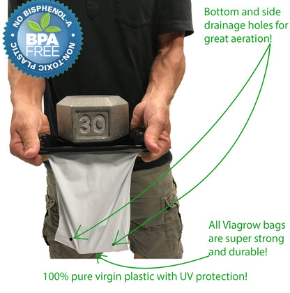 Viagrow Grow Bags Thick Plastic Grow Bags for Potting, Seedlings, Rootings, 1 Gallon 100 Pack, White