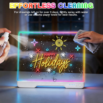 ZUCYDY 16-Inch LED Drawing Board for Kids, Rechargeable Doodle Glow Board with 7 Light Modes & Built-in Stand, Dry Erase Note Board, Great Art Gift for Boys and Girls