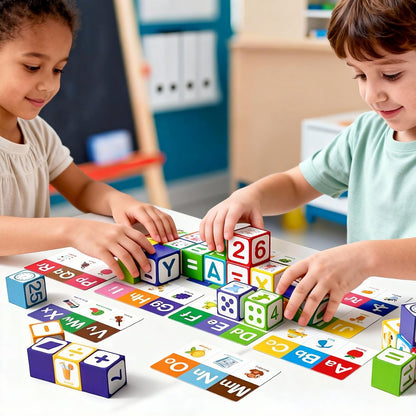 ChainnForces 26-Piece Magnetic Blocks for Toddlers 1-3 | STEM Learning Toys with ABC, 123, Animals | Includes 9 Early Learning Cards
