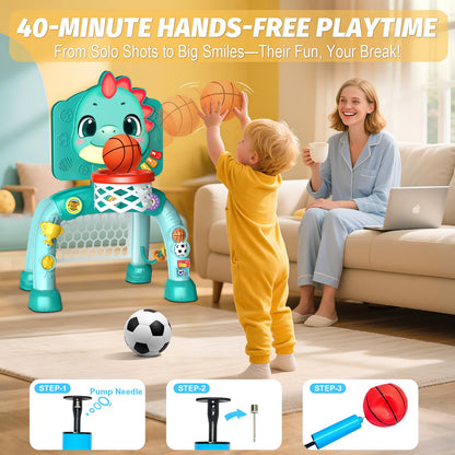 Zerhunt Baby Boy Toys for 1 Year Old: Motor Skills Development Energy Release by Mini Basketball & Soccer with Music & Light for Indoor Outdoor - Idea Christmas Birthday Gift for Boys Girls Age 1-3
