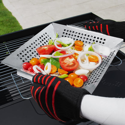 Stainless Steel Grill Basket, Large 12 Inches BBQ Accessories for Vegetable, Shrimps, Kabobs,Work for All Grill by DIMESHY