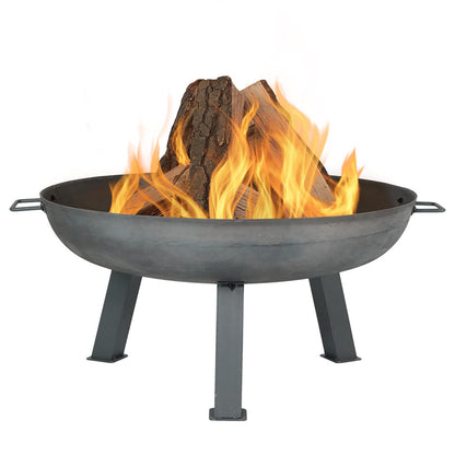 Sunnydaze 30-Inch Cast Iron Heavy Duty Fire Pit for Outside - Wood Burning Outdoor Fire Pit Bowl with Handles - Gray