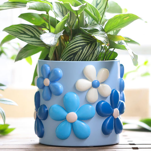 GUGUGO Colorful Flowers Planters Cute Unique Rainbow Planter with Drainage, Vintage Retro Flower Plant pots for Indoor & Outdoor Plants, Eclectic Succulent Gardening Pot for Boho Modern Home Décor-B