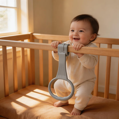 4Pcs Baby Playpen Pull up Rings,Pull up Rings for Playpen Baby Walking Exercise Assistant Tools for Infant Toddler Practice (2 Gray & 2 White)