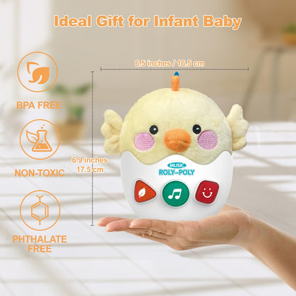 WOWOHAGE Baby Toys 0-6-12 Months, Plush Musical Toys, Cute Stuffed Animal Infant Toys with Light & Sounds, Roly-Poly Sensory Toy Birthday Gift for Newborn Boys & Girls