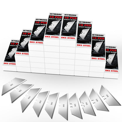 JETMORE 300 Pack Utility Knife Blades, SK5 Steel Box Cutter Blades, Blade for Box Cutter & Razor Knife, Sharp Utility Blades Refills for Construction, Home Repair, DIY, Office Use
