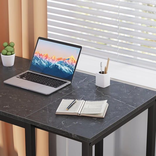 SINPAID Computer Desk 40 inches with 2-Tier Shelves Sturdy Home Office Desks with Large Storage Space Modern Gaming Desk Study Writing Laptop Table, Black Marble