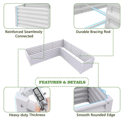 A ANLEOLIFE Set of 12 18 Inch Tall Raised Garden Beds Kit, L-Shaped, Square & Rectangular Metal Planters for Flexible Backyard Layouts, Antique White