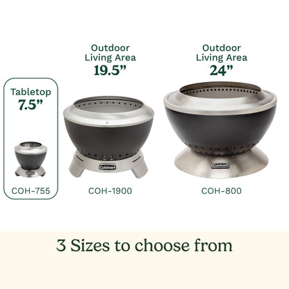 Cuisinart Cleanburn Smokeless Tabletop Fire Pit, 7.5” Lightweight Portable Smokeless Fire Pit with Removable Base for Ash & Carry Bag, Small Outdoor Heater for Patio, Camping & RV, Portable Heater